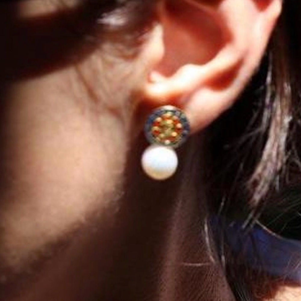 Elegant Handmade Silver Faux Pearl Earrings